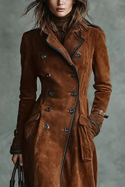 Stylish Lapel Button Casual Pocket Long Trench Coat