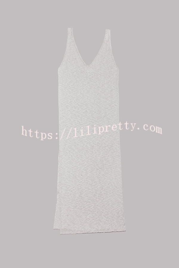 Lilipretty® Vacation Breeze Knit Slit Loose Tank Midi Dress