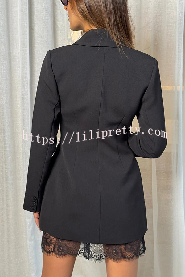 Pure and Beautiful Double-breasted Long Sleeve Lapel Blazer Mini Dress