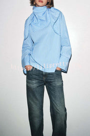 Meliora Striped Multi Position Scarf Long Sleeve H-line Shirt