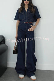 Free Breeze Denim High Rise Pocketed Wide Leg Cargo Jeans