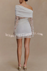 Fashion Lace Panel Long Sleeve Slim Fit Knit Mini Dress