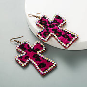 Exaggerated Cross Personality Leopard Print Earrings