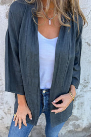 Solid Color Casual Long Sleeve Loose Pocket Cardigan