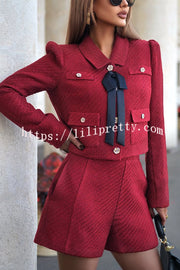 Sweet Dreams Tweed High Rise Pocket Wide Leg Mini Shorts