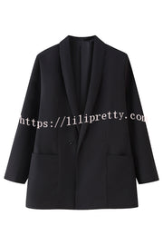 Solid Color Lapel Long Sleeve Casual Pocket Long Blazer