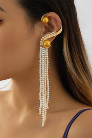 Baroque Faux Pearl Tassel Exaggerated Earrings (One Side)