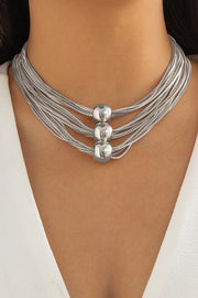 Geometric Ball Multi-layer Chain Stacked Simple Necklace