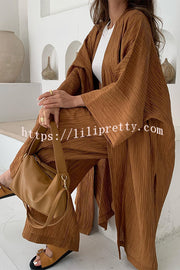 Lilipretty Ruched Textured Oversized Kimono Cardigan