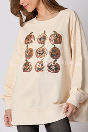 Halloween Pumpkin Sequin Loose Casual Sweatshirt