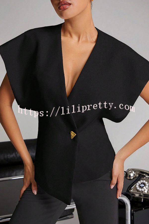 Fashion Button V-neck Asymmetrical Suit Vest
