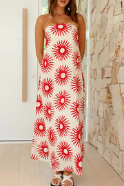 Lilipretty® Sandy Silhouette Unique Print Strapless A-line Maxi Dress