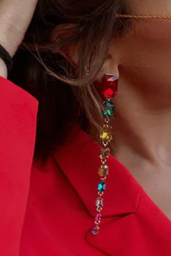 Colored Diamond Long Earrings