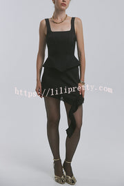 Fashionable Lace Asymmetrical Elegant Mini Skirt