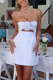 Three-dimensional Flower Sexy Off-shoulder Hollow Mini Dress