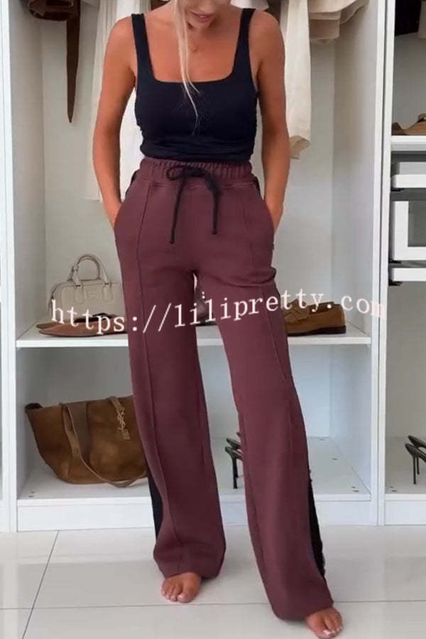Fashion Lace Panel Long-sleeved Crop Top and Elastic Waist Tie Pocket Casual Pants Set