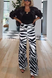 Breath of Freedom Animal Print High Rise Pocketed Wide Leg Pants