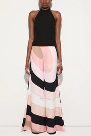 Unique Printed Sexy Backless Casual Wide Leg Jumpsuit