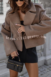 Fashionable British Lapel Long Sleeve Crop Jacket