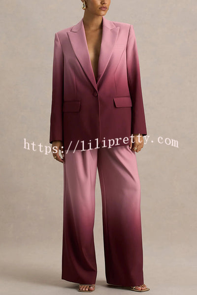 Enya Ombre Print Elastic Waist Pocketed Wide Leg Pants