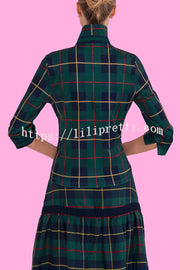 Embrace The Festival Plaid Twist Half Sleeve Shirt and Elastic Waist Pencil Pants Set