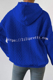 Solid Colo Texture Pattern Long Sleeve Loose Hoodie