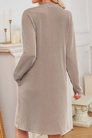 Solid Color Loose Long-sleeved Casual Knitted Mini Dress