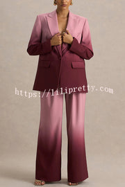 Enya Ombre Print Elastic Waist Pocketed Wide Leg Pants
