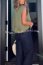 Fashion Zipper Sleeveless Pocket Loose Vest Jacket