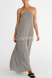 Kesia Printed Off Shoulder Strapless A-line Maxi Dress