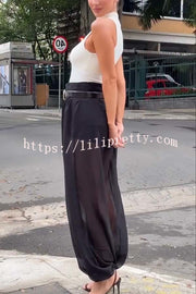 Autumn Avenue Chiffon See-Through Elastic Waist Aladdin Bloomers Pants