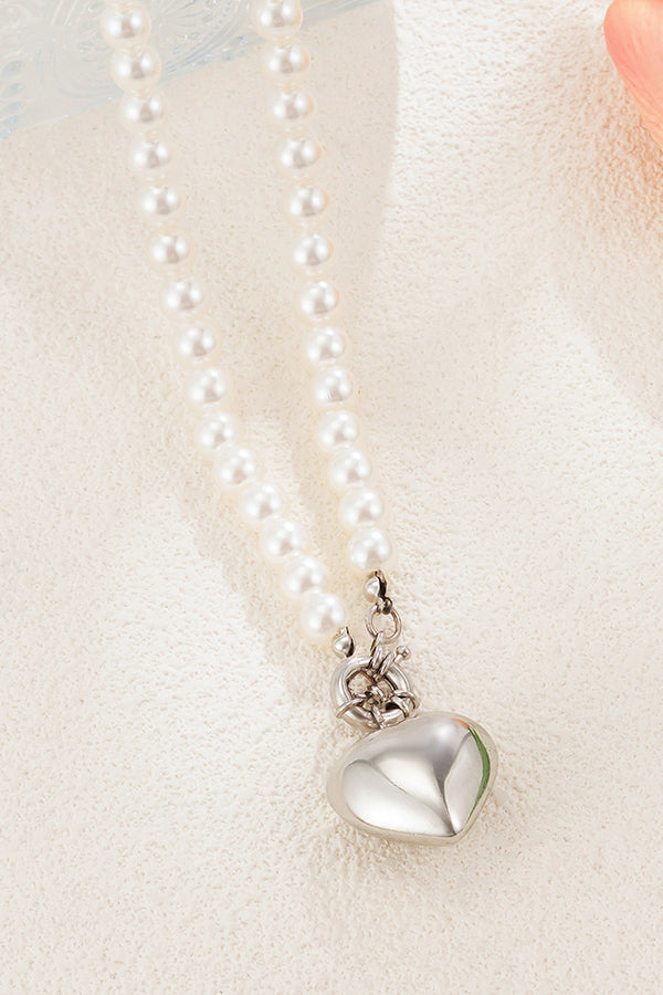 Elegant Love Pendant Imitation Pearl Multi-layer Necklace