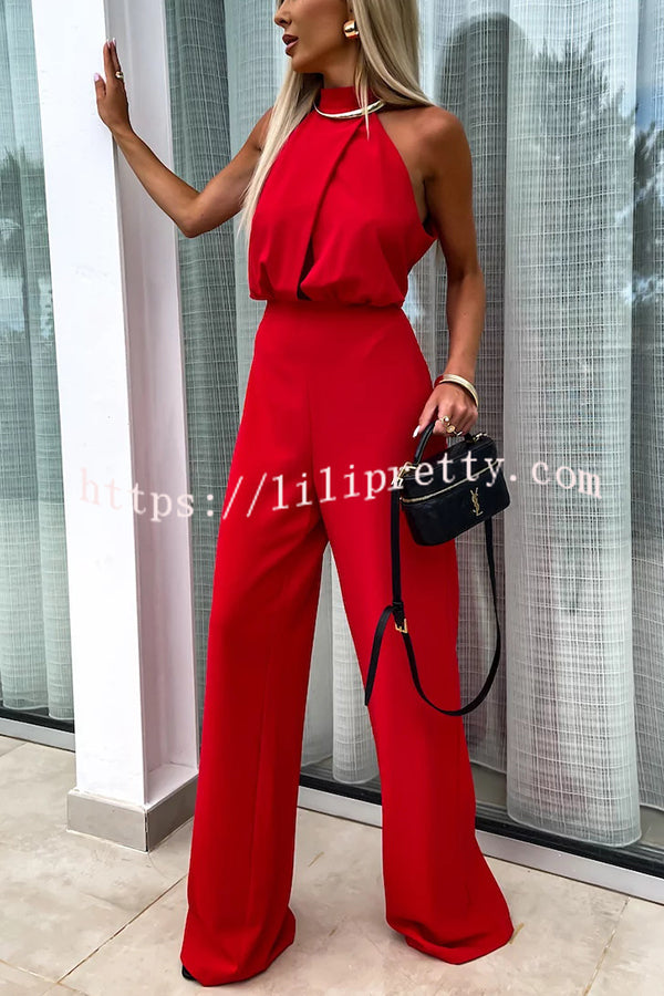 Fashionable Solid Color Sleeveless Hollow Slim Fit Jumpsuit