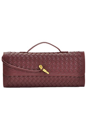 Woven Soft Leather Horizontal Square Accordion Bag