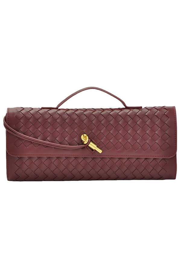 Woven Soft Leather Horizontal Square Accordion Bag