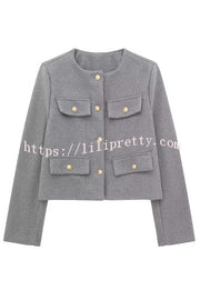 Stylish Buttoned Long Sleeve Casual Pocket Blazer