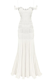 Solid Color Suspender Pleated Holiday Maxi Dress