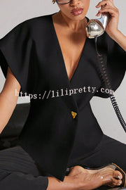Fashion Button V-neck Asymmetrical Suit Vest