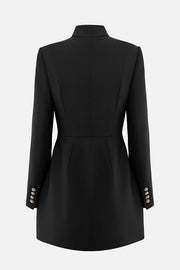 Elegant Long-sleeved Hollowed-out Button-down Slim-fit Mini Dress