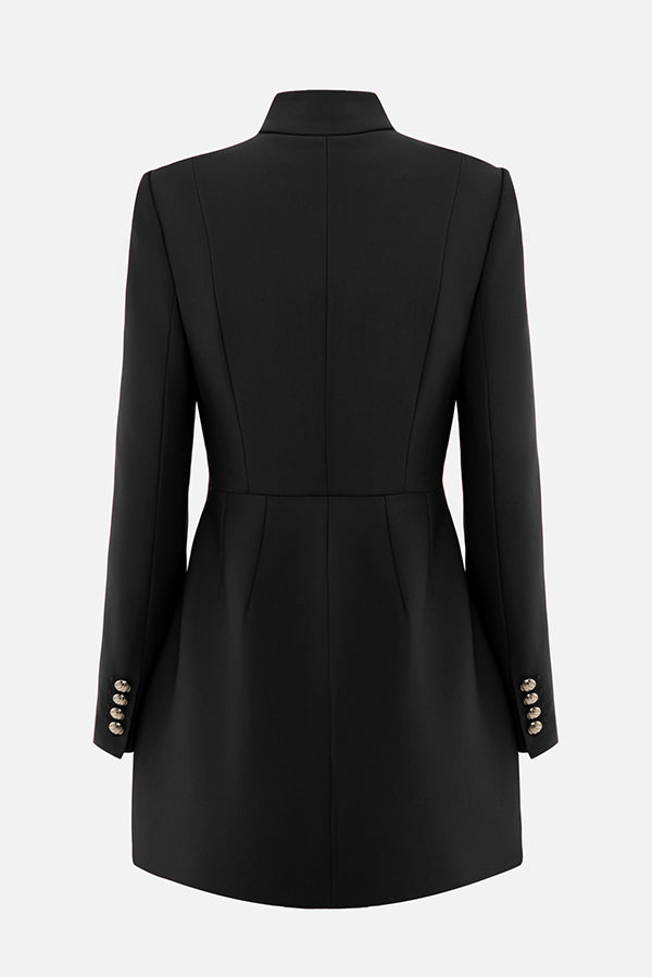 Elegant Long-sleeved Hollowed-out Button-down Slim-fit Mini Dress