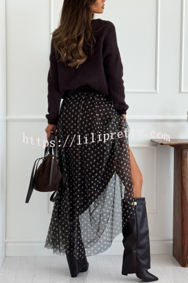 Timeless Treasures Tulle Polka Dot High Rise Elastic Waist Maxi Skirt
