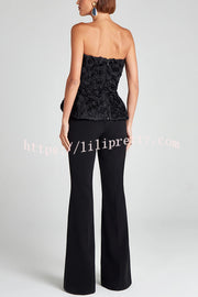 Downtown Dates High Rise Elastic Waist Stretch Flared Pants