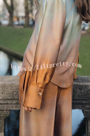 Fashion Gradient Print Casual Pocket Straight Pants