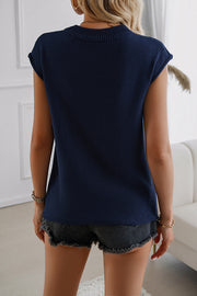 Independence Day Knitted Graphic Crew Neck Sleeveless Casual Top