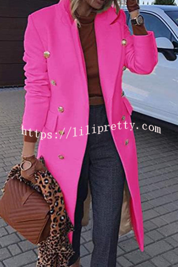 LIlipretty Coming In With Confidence Lapel Buttoned Pocket Long Sleeve Coat