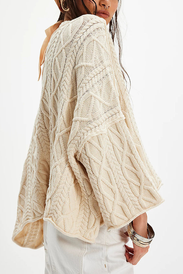 Solid Color Loose-fitting Crew Neck Short Knit Sweater