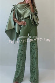 Chic Moment Floral Lace Patchwork High Rise Wide Leg Pants