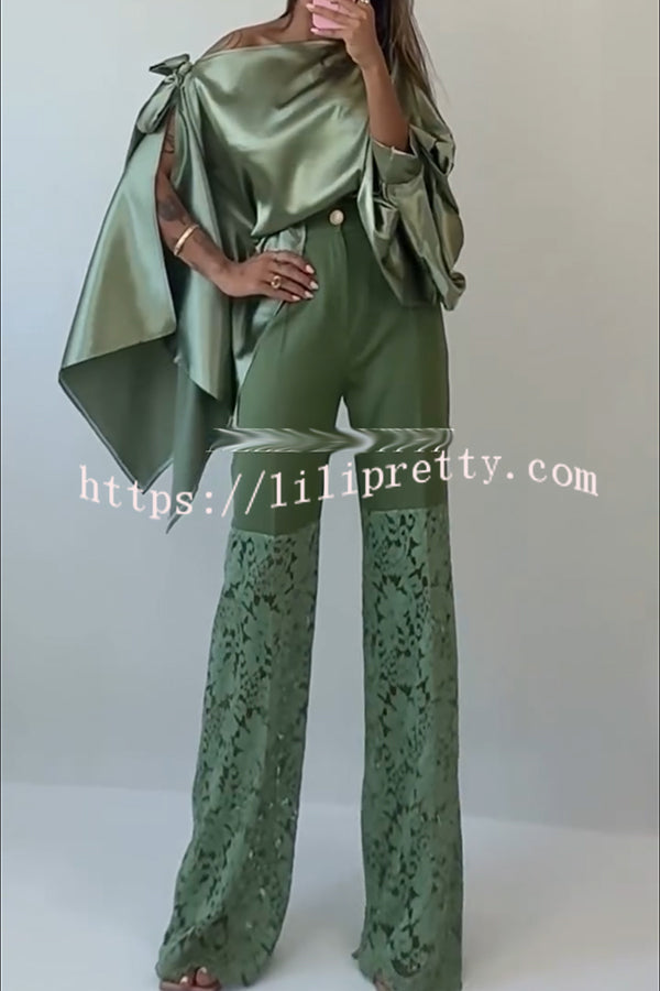 Chic Moment Floral Lace Patchwork High Rise Wide Leg Pants