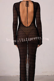 Sexy Backless Long-sleeved Knitted Slim-fit Maxi Dress