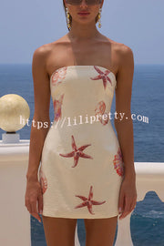 Beach Club Sequin Unique Print Strapless Stretch Mini Dress